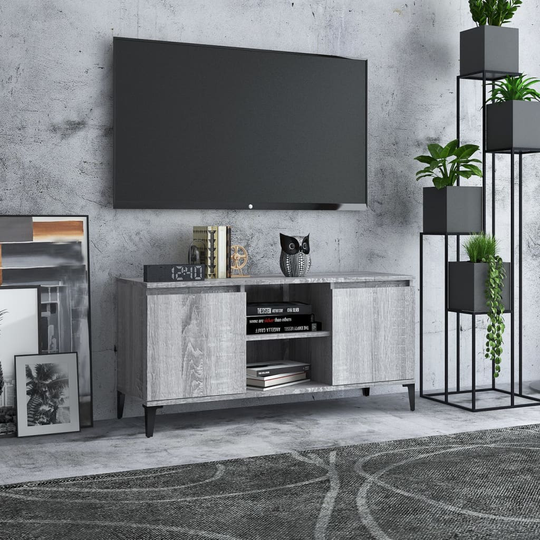 vidaXL TV-taso metallijaloilla harmaa Sonoma 103,5x35x50 cm