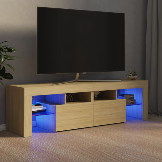 vidaXL TV-taso LED-valoilla Sonoma-tammi 140x36,5x40 cm