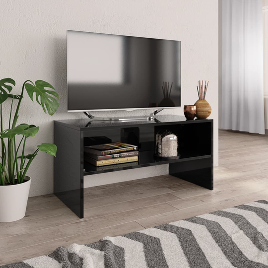 vidaXL TV-taso korkeakiilto musta 80x40x40 cm lastulevy