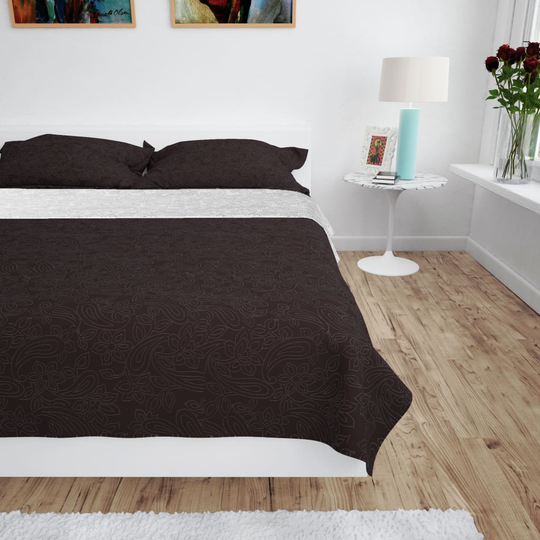 vidaXL Kaksipuolinen tikattu päiväpeite 220x240 cm kerma ja ruskea