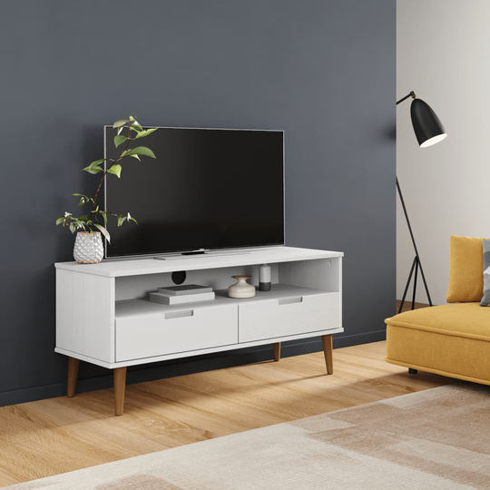 vidaXL TV-taso valkoinen 106x40x49 cm täysi mänty
