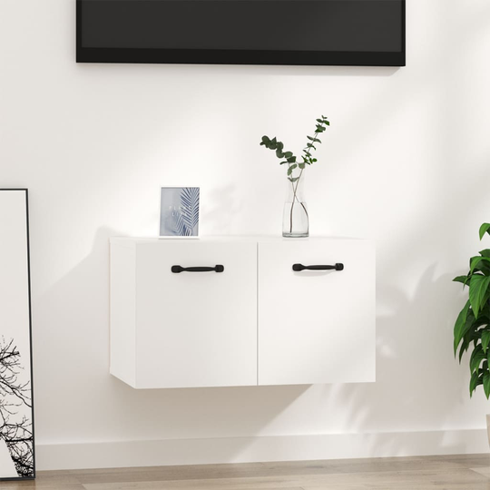 vidaXL Seinäkaappi korkeakiilto valkoinen 80x35x36,5 cm tekninen puu