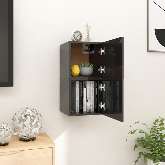 vidaXL Seinäkiinnitettävät TV-tasot 2kpl kork.kiil. musta 30,5x30x30cm