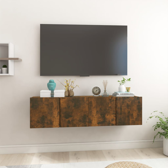 vidaXL Seinäkiinnitettävät TV-kaapit 2 kpl savutammi 60x30x30 cm
