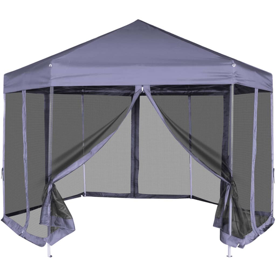 vidaXL Kuusikulmainen Pop-up Juhlateltta 6 Seinää Sininen 3,6x3,1 m