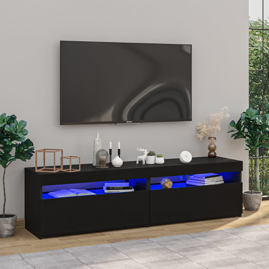 vidaXL TV-tasot 2 kpl LED-valoilla korkeakiilto musta 75x35x40 cm