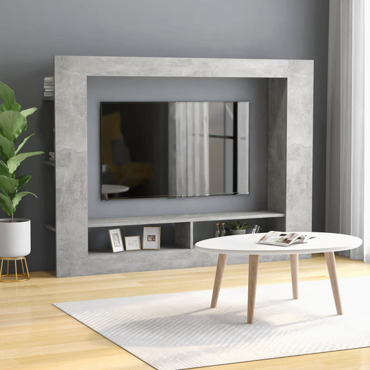 vidaXL TV-taso betoninharmaa 152x22x113 cm lastulevy