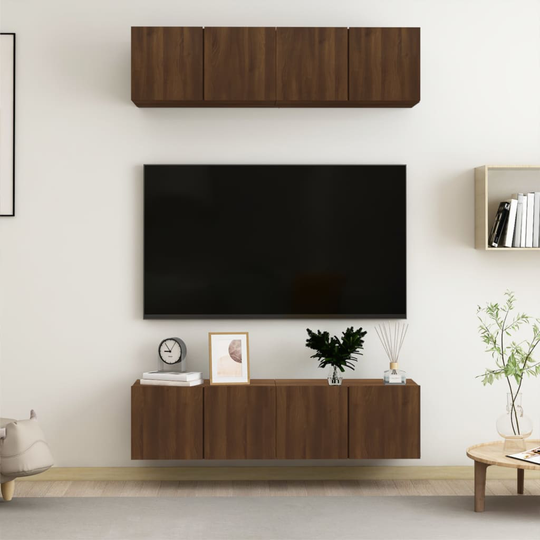 vidaXL TV-seinäkaapit 4 kpl ruskea tammi 60x30x30 cm tekninen puu