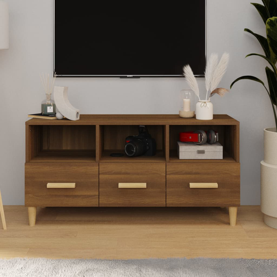 vidaXL TV-taso ruskea tammi 102x36x50 cm tekninen puu