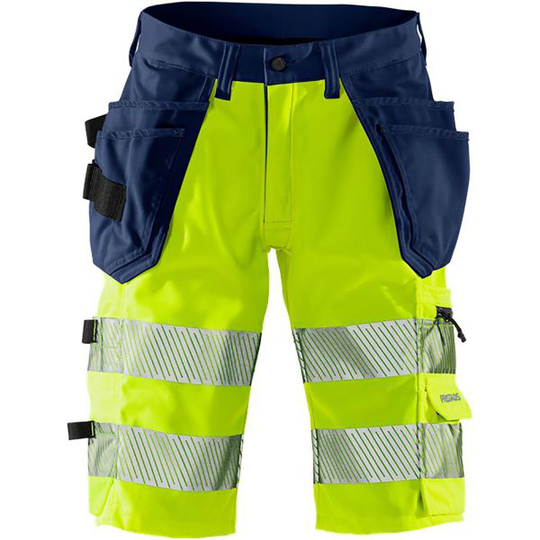 Fristads 2509 PLU Työshortsit huomioväri, keltainen/ laivastonsininen C44