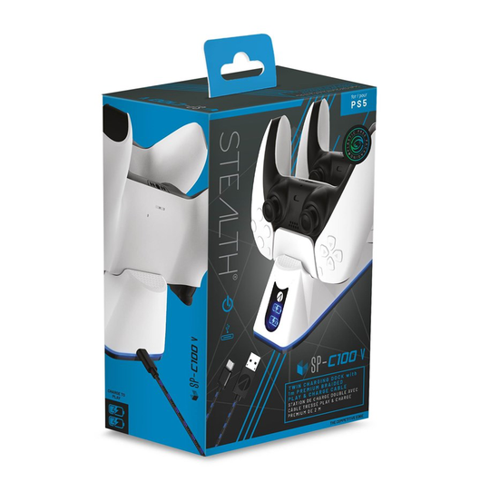 ABP PS5 Twin USB Charging Dock&Play&Charge Cable (White)