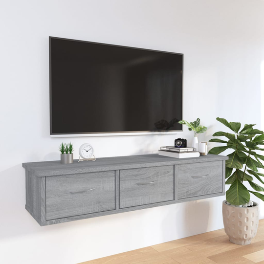 vidaXL TV-seinäkaappi harmaa Sonoma 88x26x18,5 cm tekninen puu