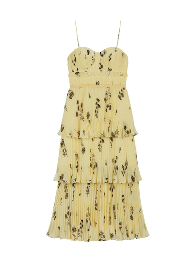 Floral silhoutte tiered -midimekko