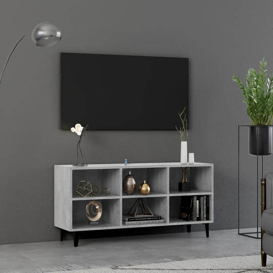vidaXL TV-taso metallijaloilla betoninharmaa 103,5x30x50 cm