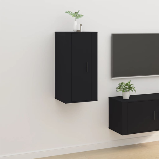 vidaXL Seinäkiinnitettävä TV-taso musta 40x34,5x80 cm
