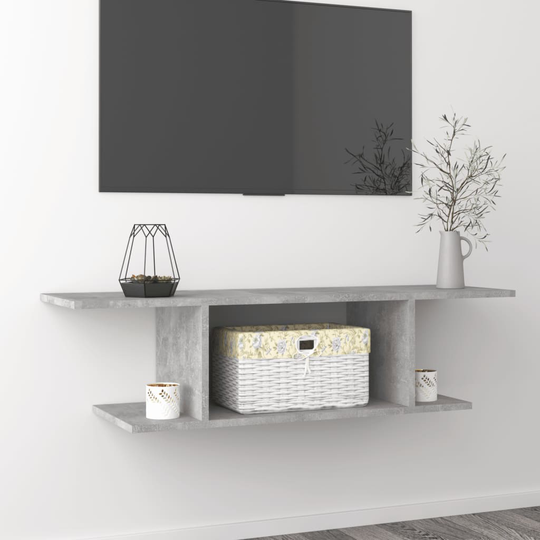 vidaXL Seinäkiinnitettävä TV-taso betoninharmaa 103x30x26,5 cm