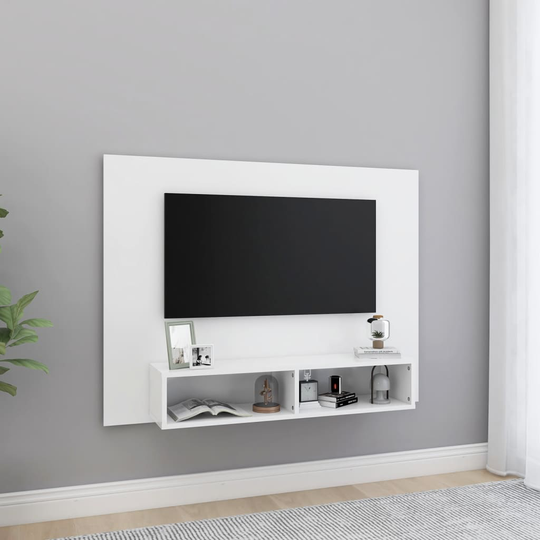 vidaXL TV-taso seinälle valkoinen 120x23,5x90 cm lastulevy