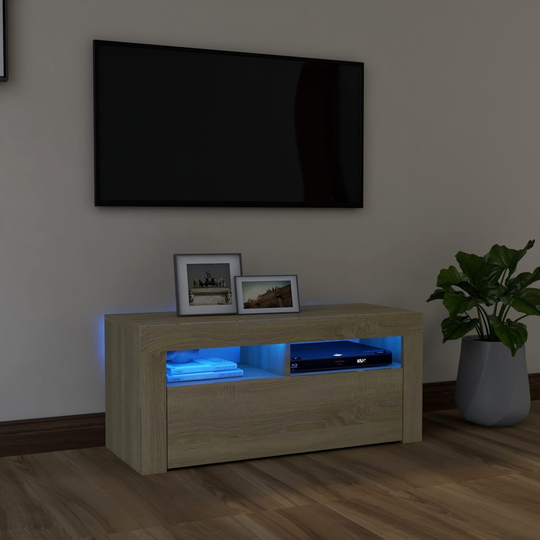 vidaXL TV-taso LED-valoilla Sonoma-tammi 90x35x40 cm