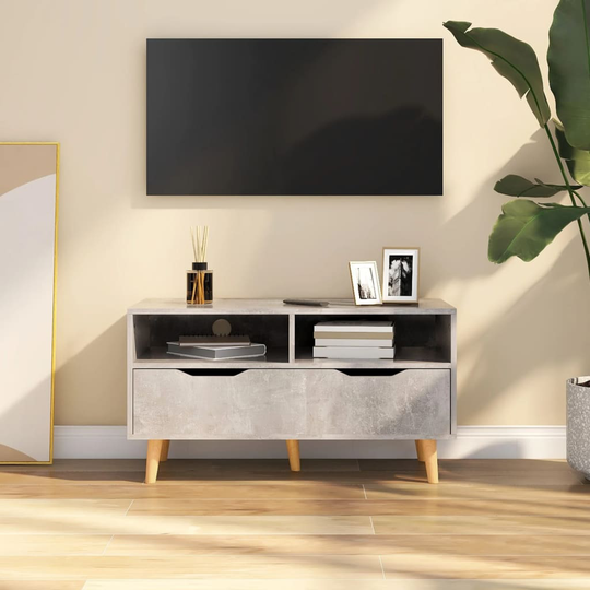 vidaXL TV-taso betoninharmaa 90x40x48,5 cm lastulevy