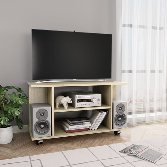 vidaXL TV-taso rullapyörillä Sonoma tammi 80x40x40 cm lastulevy