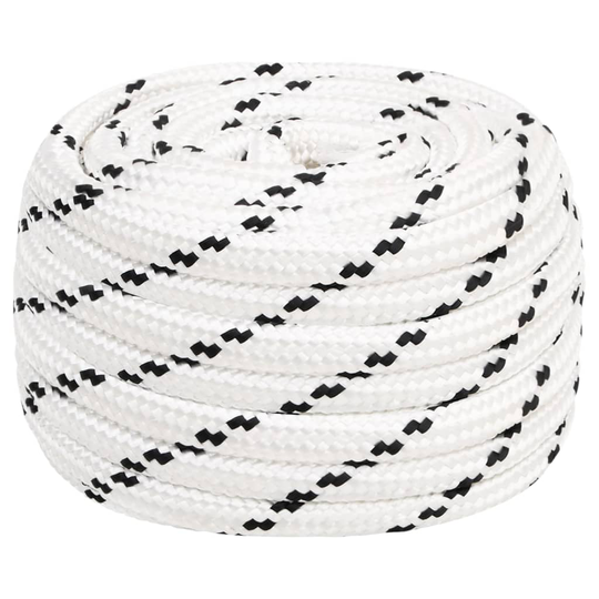 vidaXL Punottu veneköysi valkoinen 16 mm x 50 m polyesteri