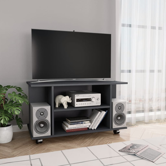 vidaXL TV-taso rullapyörillä harmaa 80x40x40 cm lastulevy