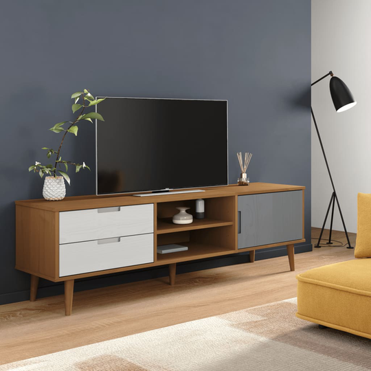 vidaXL TV-taso ruskea 158x40x49 cm täysi mänty