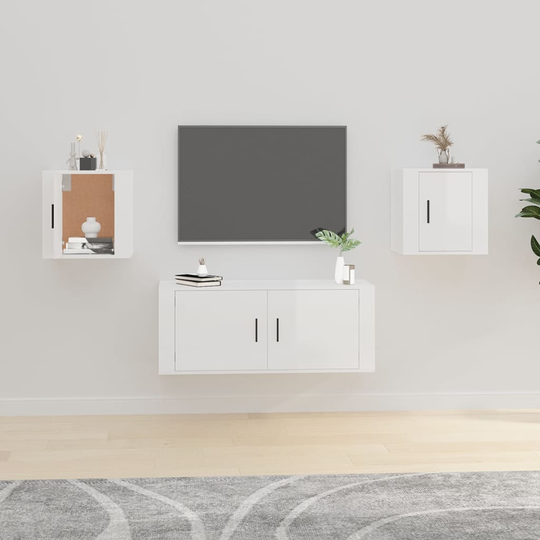 vidaXL Seinäkiinnitettävät TV-tasot 2kpl kork.kiilto valk 40x34,5x40cm