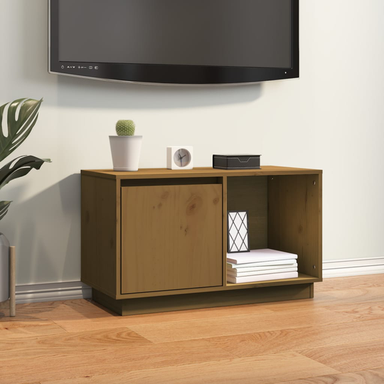 vidaXL TV-taso hunajanruskea 74x35x44 cm täysi mänty