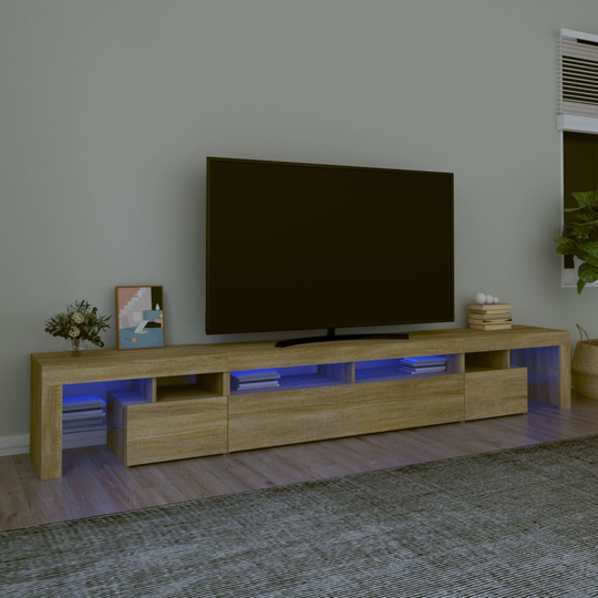 vidaXL TV-taso LED-valoilla Sonoma-tammi 260x36,5x40 cm