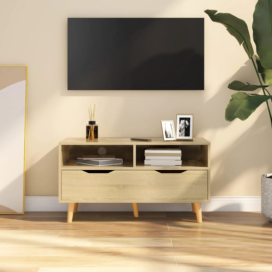 vidaXL TV-taso Sonoma-tammi 90x40x48,5 cm lastulevy