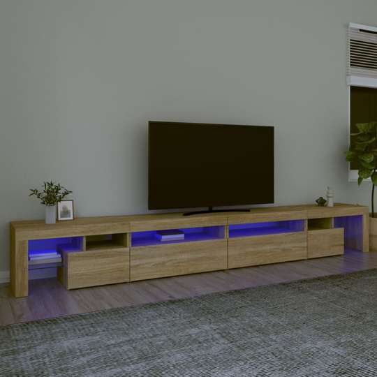 vidaXL TV-taso LED-valoilla Sonoma-tammi 290x36,5x40 cm