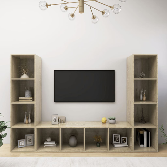 vidaXL TV-tasot 3 kpl Sonoma-tammi 142,5x35x36,5 cm lastulevy