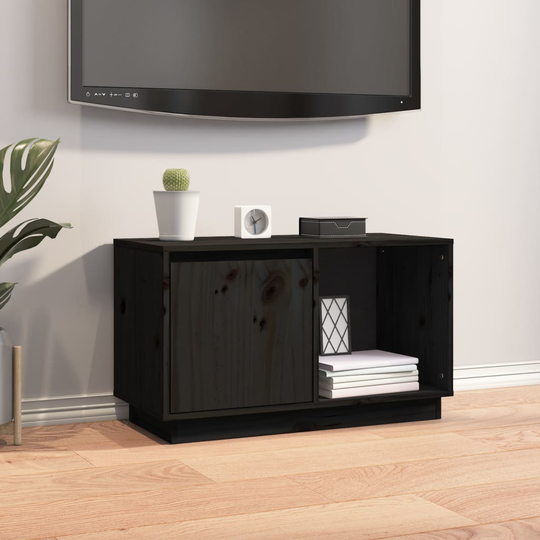 vidaXL TV-taso musta 74x35x44 cm täysi mänty