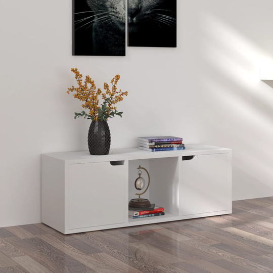 vidaXL TV-taso valkoinen 88,5x27,5x30,5 cm lastulevy