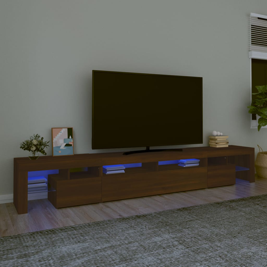 vidaXL TV-taso LED-valoilla ruskea tammi 260x36,5x40 cm