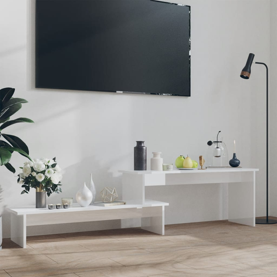 vidaXL TV-taso korkeakiilto valkoinen 180x30x43 cm lastulevy