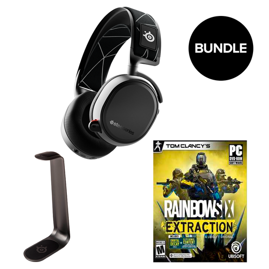 Steelseries - Arctis 9 Wireless&HS Headsetstand&Rainbow 6 Extraction - Bundle