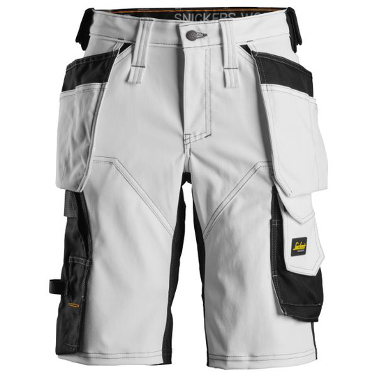 Snickers 6147 AllroundWork Shortsit stretch, naisten malli, valkoinen/musta 32