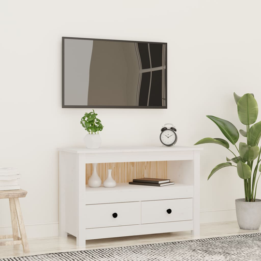 vidaXL TV-taso valkoinen 79x35x52 cm täysi mänty