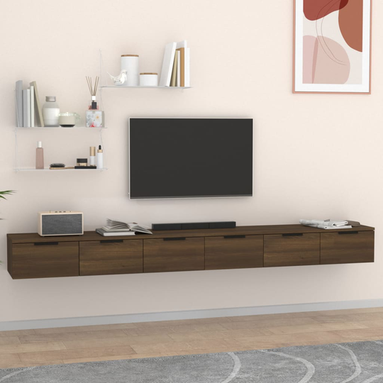 vidaXL Seinäkaapit 2 kpl ruskea tammi 102x30x20 cm tekninen puu