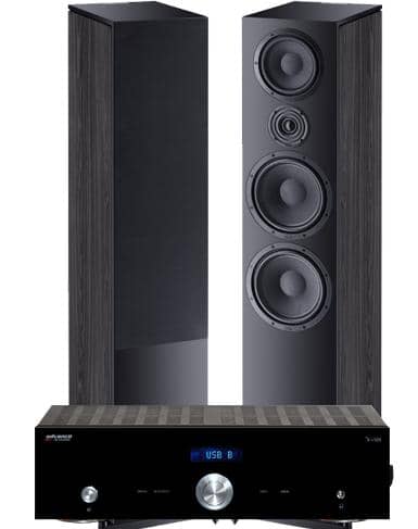 Heco Aurora 1000 + Advance Acoustics X-i105 stereopaketti, musta